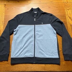 Penguin Men's navy and Blue full zip sweatshirt color block